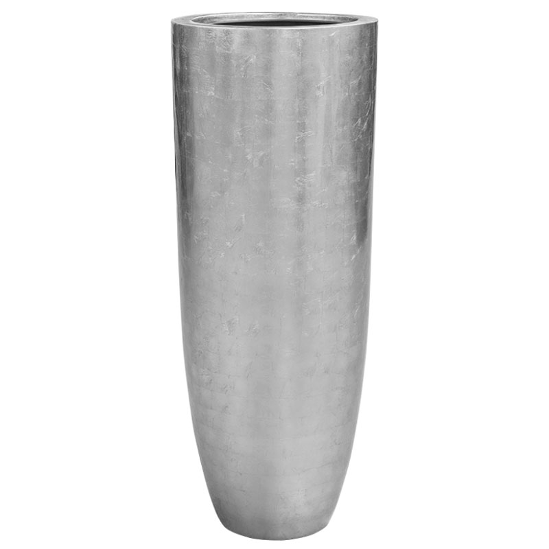 LEILA XXL hoge zilveren vaas 120cm Grote bloempot, hoge vaas of XL plantenbak > Parelmoer Vaas